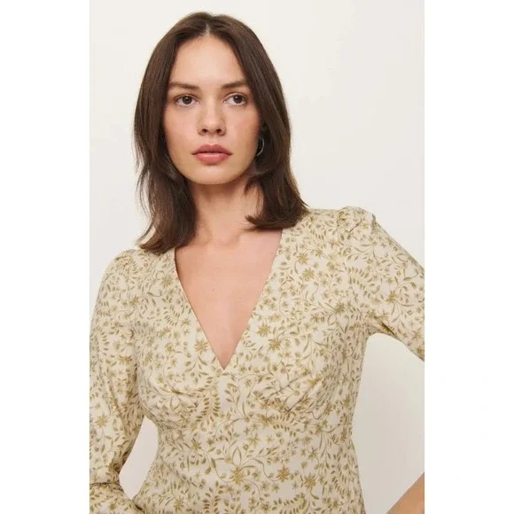 Reformation Cream and Gold Floral Blouse - Picture 2 of 10